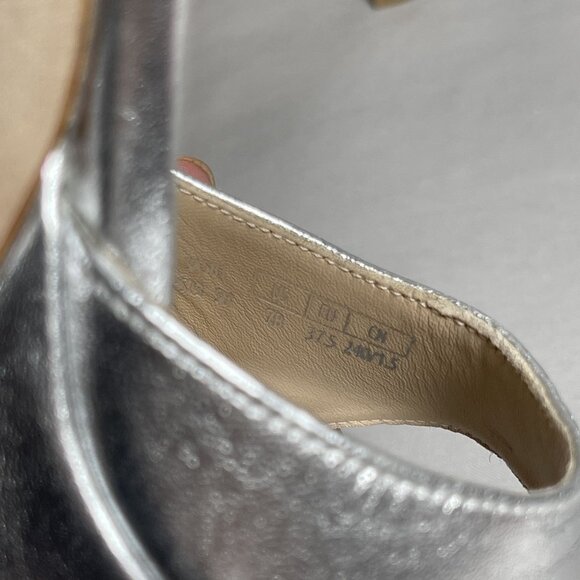 Stuart Weitzman Women's Silver Leather Discoplatform Sandals Shoe Size 7-NEW - Picture 9 of 9